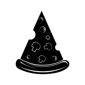 Black Pizza Slice Icon - Food Illustration
