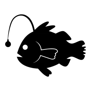 Black Anglerfish Silhouette Icon