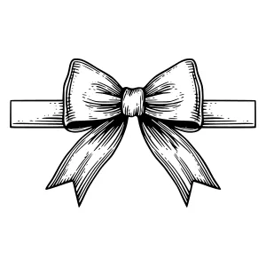 Vintage Ribbon Bow Illustration - Black & White