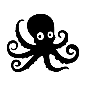 Black Octopus Silhouette Vector Illustration