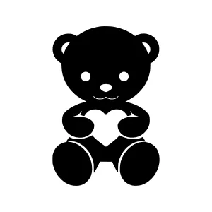 Cute Teddy Bear Holding Heart - Vector Icon