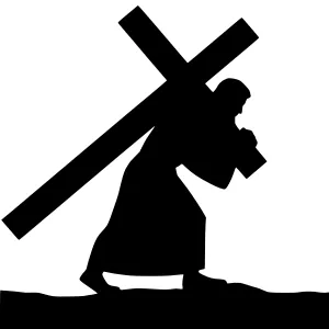 Silhouette of Jesus Carrying Cross - Religious Illustration