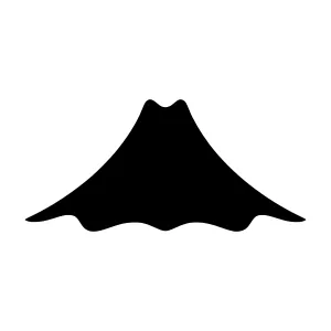 Volcano Silhouette Icon - Black Outline