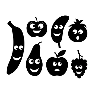 Cute Cartoon Fruit Silhouettes
