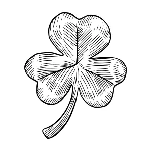 Vintage Line Art Shamrock - Four Leaf Clover