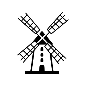 Black Windmill Silhouette Icon