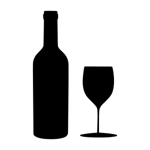 Wine Bottle & Glass Silhouette Icon