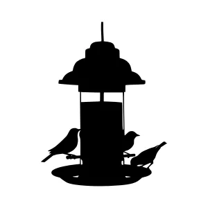 Silhouette Bird Feeder with Birds