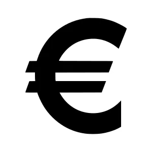 Euro Symbol Icon - Black Outline