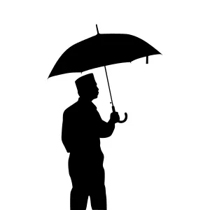 Silhouette Man with Umbrella - Minimalist Style