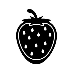 Strawberry Icon - Simple Black Silhouette