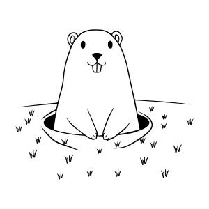 Cute Groundhog Hole Illustration