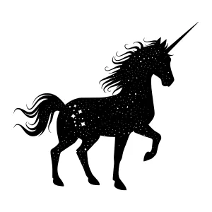 Black Unicorn Silhouette Starry Night