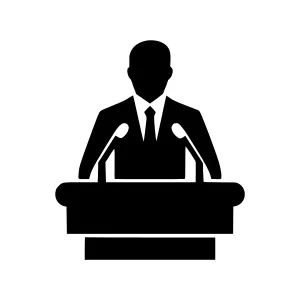Speaker Icon - Silhouette Businessman Podium