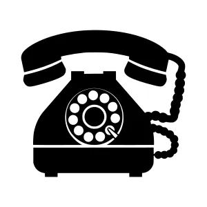 Vintage Rotary Phone Icon - Black Silhouette