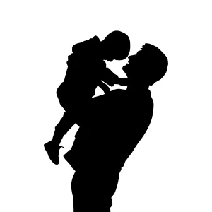 Father and Child Silhouette - Black Outline