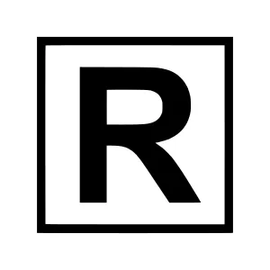 Bold Letter R in Black Square - Minimalist Icon