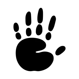 Black Handprint Silhouette on White Background