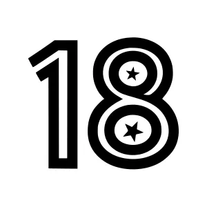 Number 18 with Star Icon - Vector Graphic