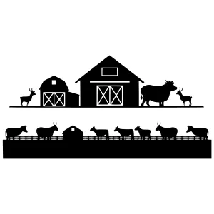 Silhouette Farm Animals & Barn - Minimalist Design