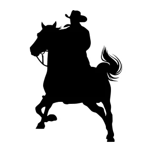 Silhouette Cowboy Riding Horse