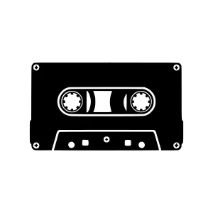 Retro Cassette Tape Icon - Black & White Vector