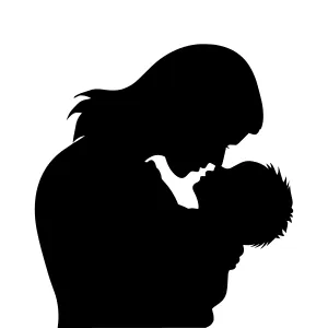 Silhouette Mother & Child Embrace