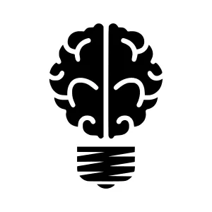 Brain Bulb Icon - Idea Concept Vector