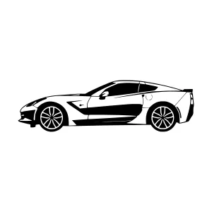 Black & White Corvette Silhouette Vector