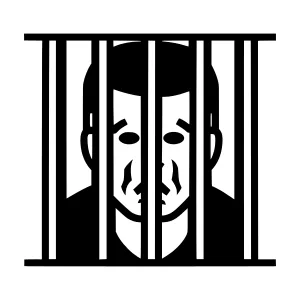 Prison Bars Silhouette Face - Minimalist Design