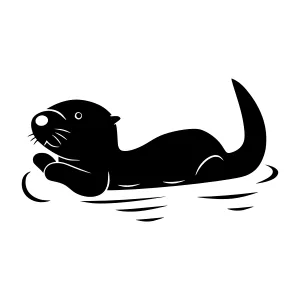 Silhouette Otter Swimming - Vector Illustration