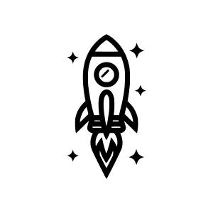 Rocket Icon - Minimalist Line Art