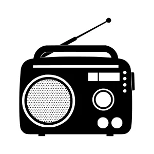 Retro Radio Icon - Black Silhouette