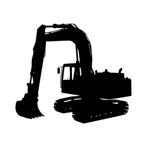 Black Excavator Silhouette Vector Illustration
