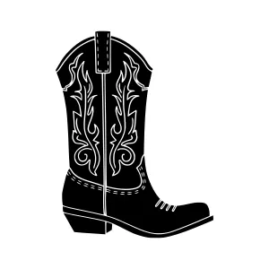Silhouette Cowboy Boot - Black Outline