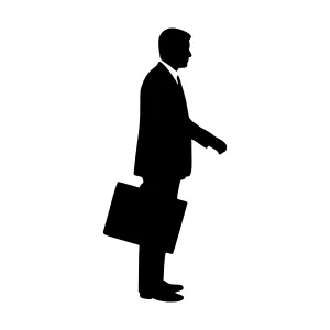 Silhouette Businessman Walking - Black Outline