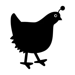 Quail Silhouette Icon - Black on White