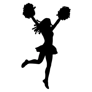 Silhouette Cheerleader Jumping - Black Outline