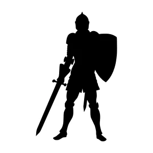 Silhouette Knight Sword Shield Vector