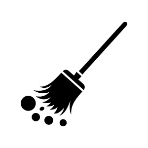 Black Broom Icon - Cleaning Vector Illustration