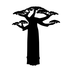 Silhouette Baobab Tree - Black Outline Design