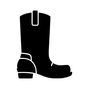 Black Cowboy Boot Icon - Simple Vector Illustration