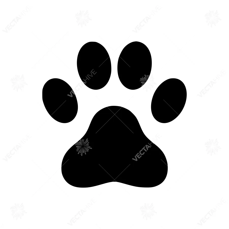 Black Paw Print Icon - Vector Illustration