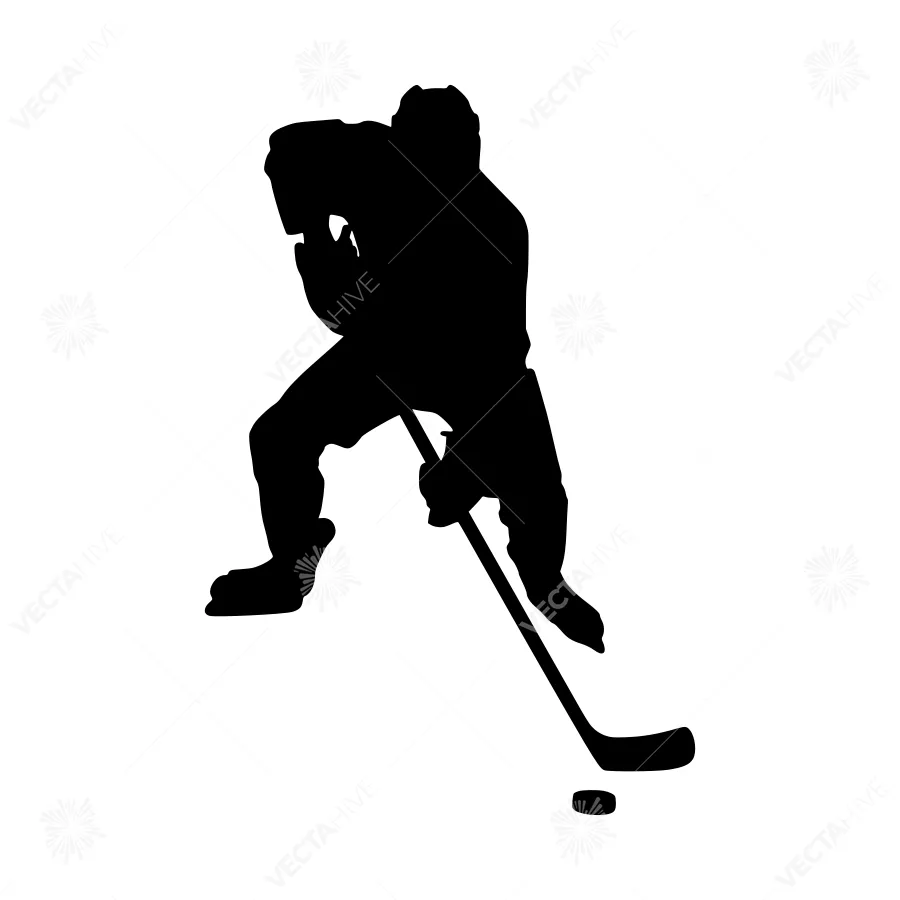 Hockey Player Silhouette - Black on White