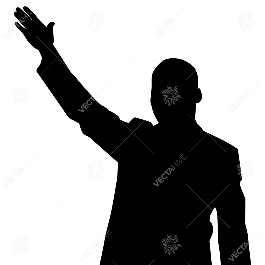 Silhouette Man Waving - Business Vector