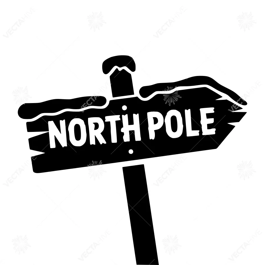 Silhouette North Pole Directional Sign