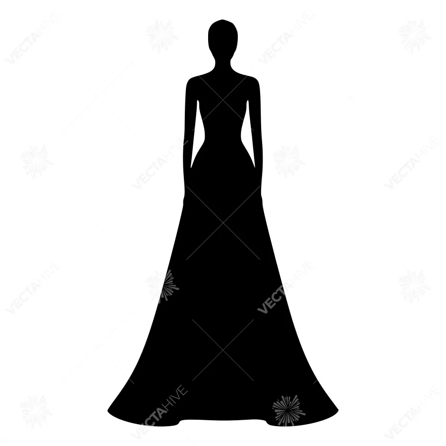 Silhouette Wedding Dress - Elegant Black Outline