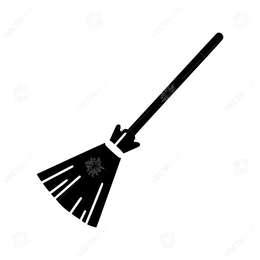 Black Broom Silhouette Icon