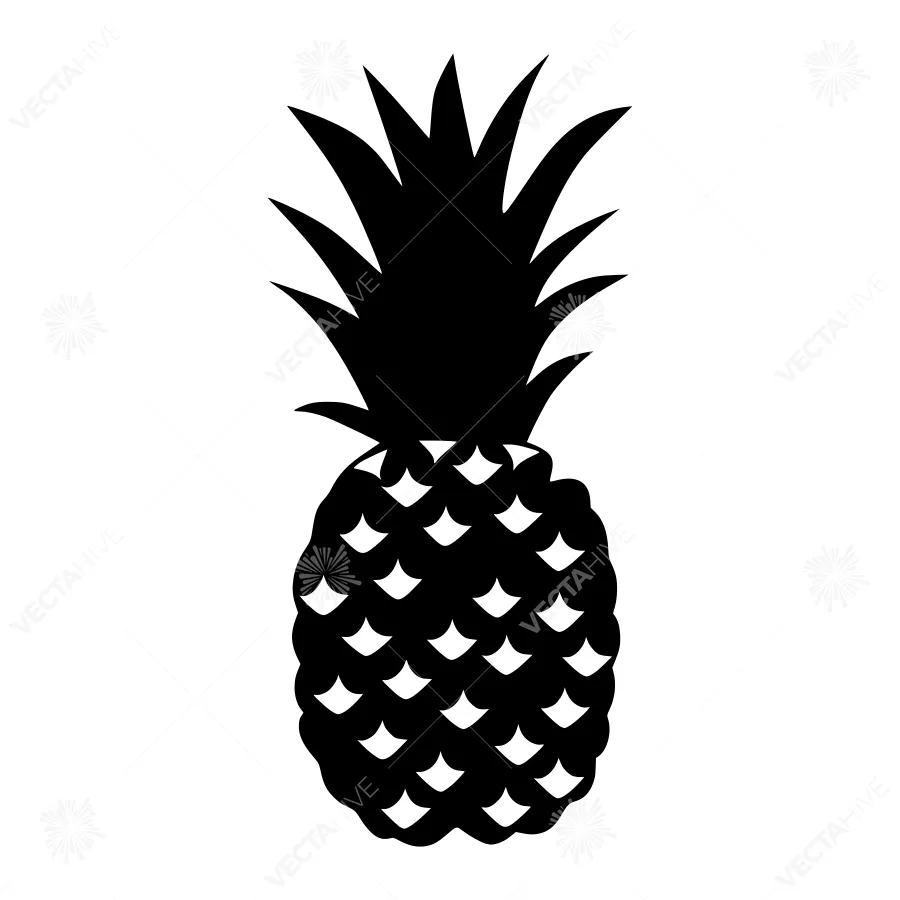 Black Pineapple Silhouette Vector Graphic