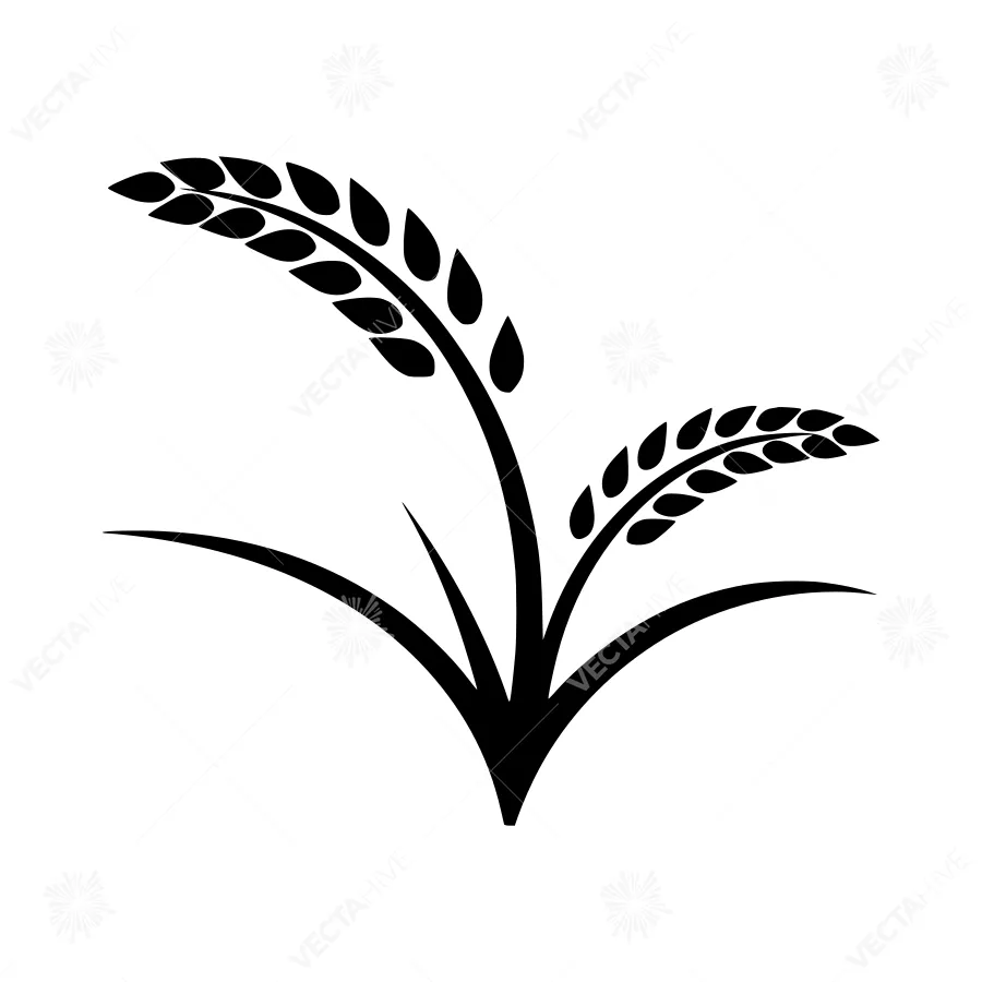 Rice Sprout Icon - Black Outline